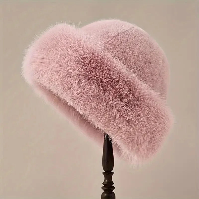 Warm Plush Fur Hat for Women Winter Beanie Thick Mongolian Cap Cold Weather