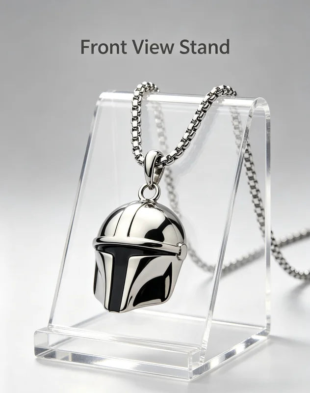 Star Wars Mandalorian Helmet Necklace - Collectible Movie Fan Jewelry