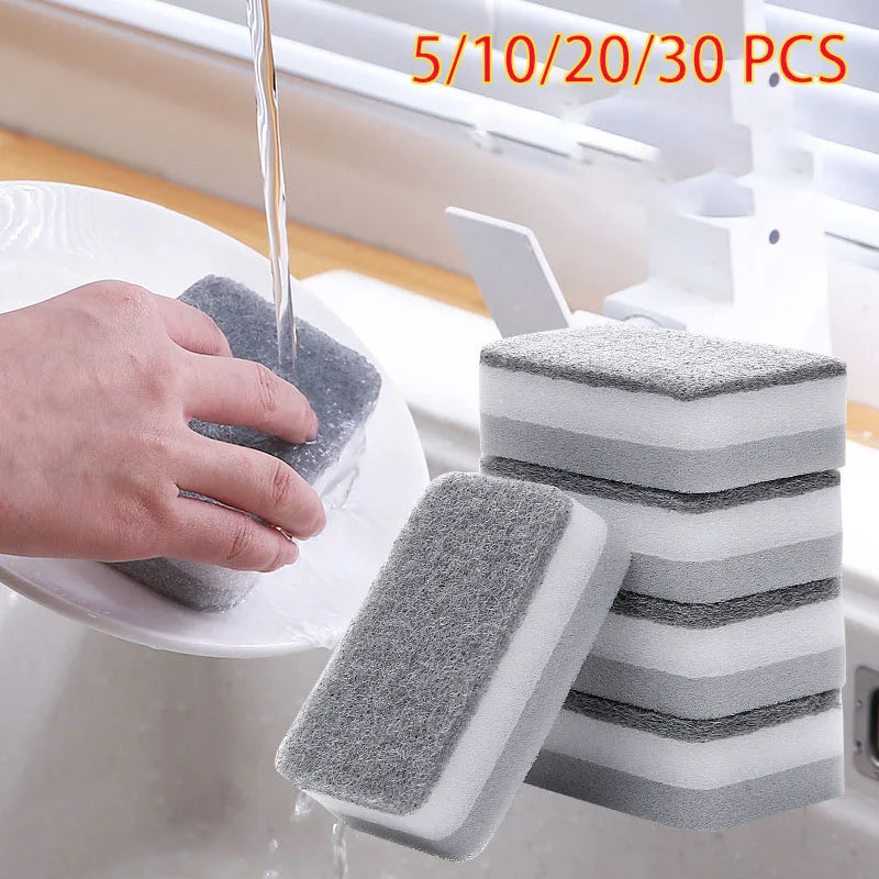 Double-Sided Kitchen Scouring Pads - Set of 5/30 Gray Dirt-Resistant Sponges