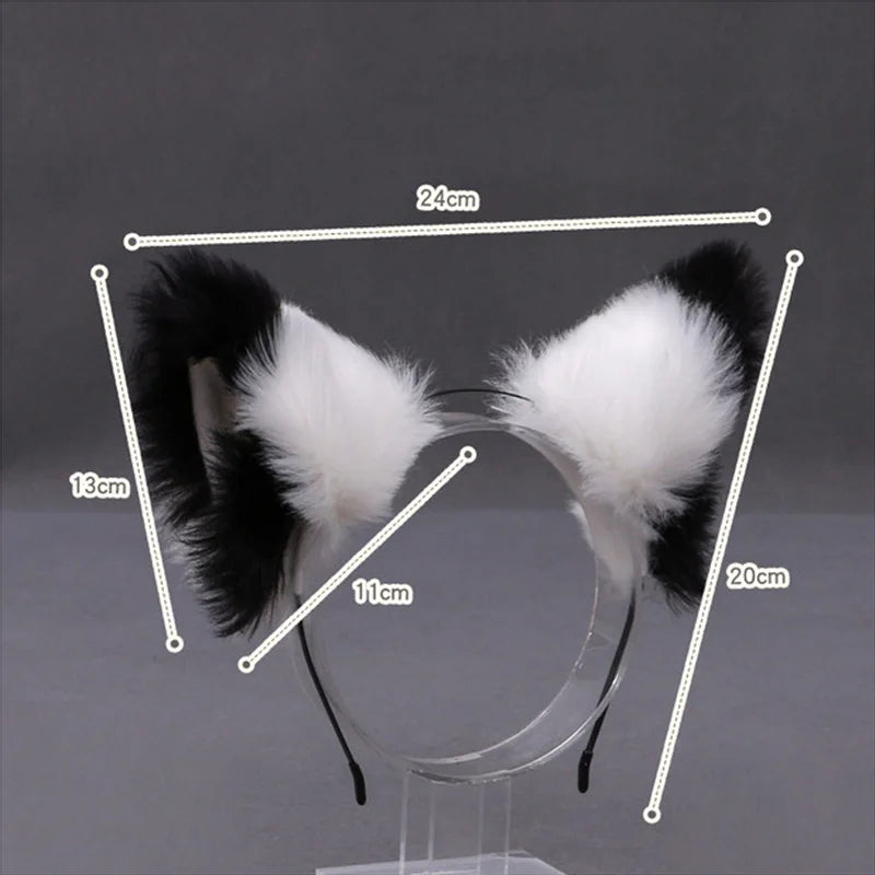 Furry Animal Cat Fox Ear Headband Cosplay Hair Accessory for Halloween & Parties