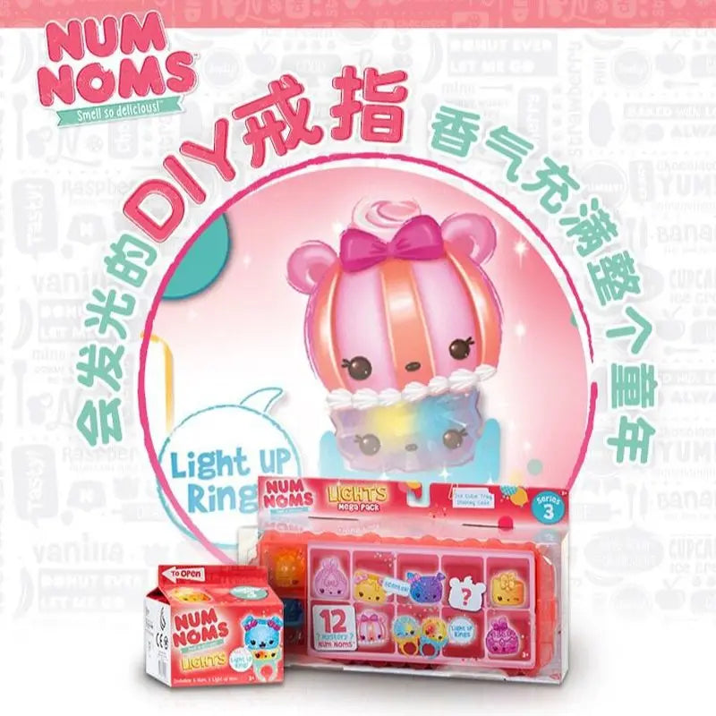 Num Noms Scented Sparkle Light Up Ring Blind Box Toy for Kids - Surprise Collectible Gift