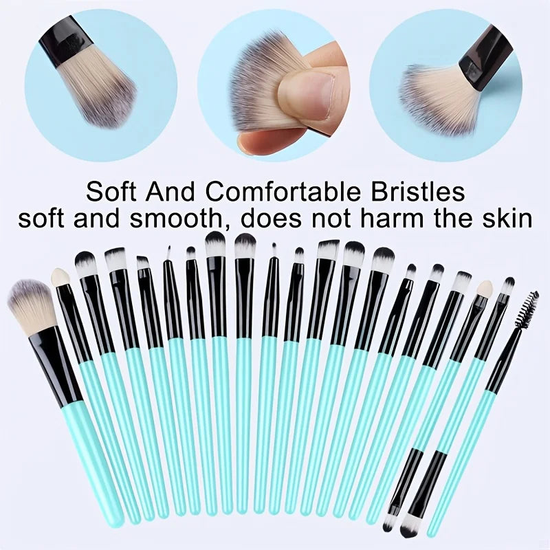20-Piece Makeup Brush Set with Sponge Kit - Eyeshadow, Eyeliner, Foundation & Blush Brushes
