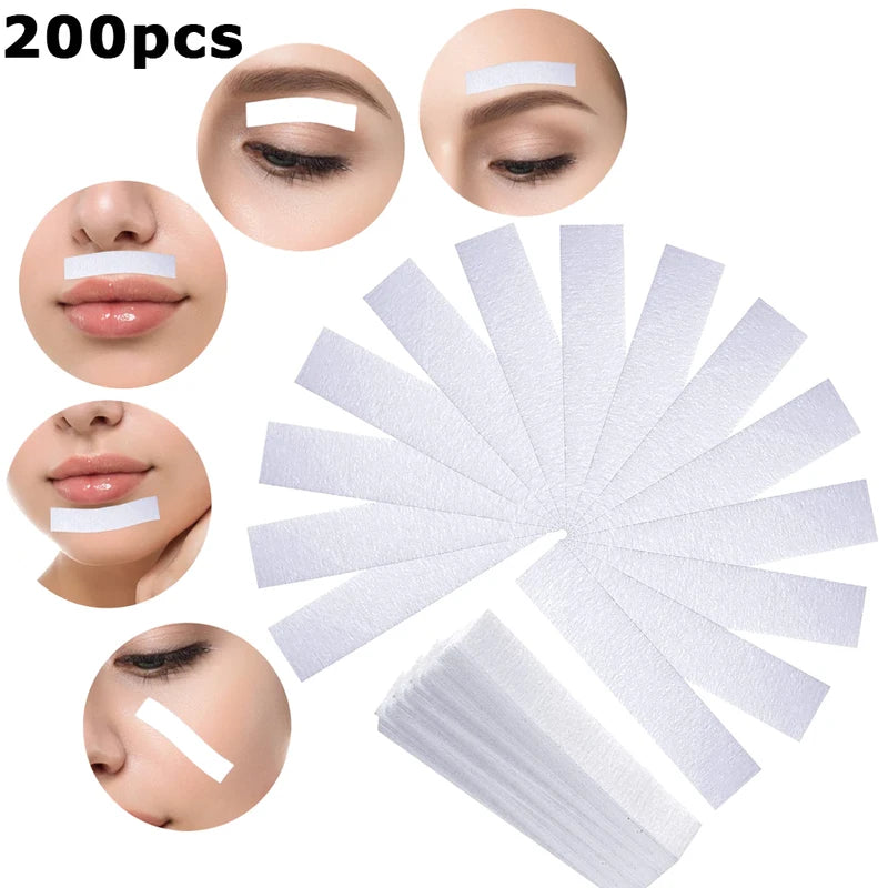 200pcs Painless Facial and Body Hair Removal Wax Strips Set - Nonwoven Epilator