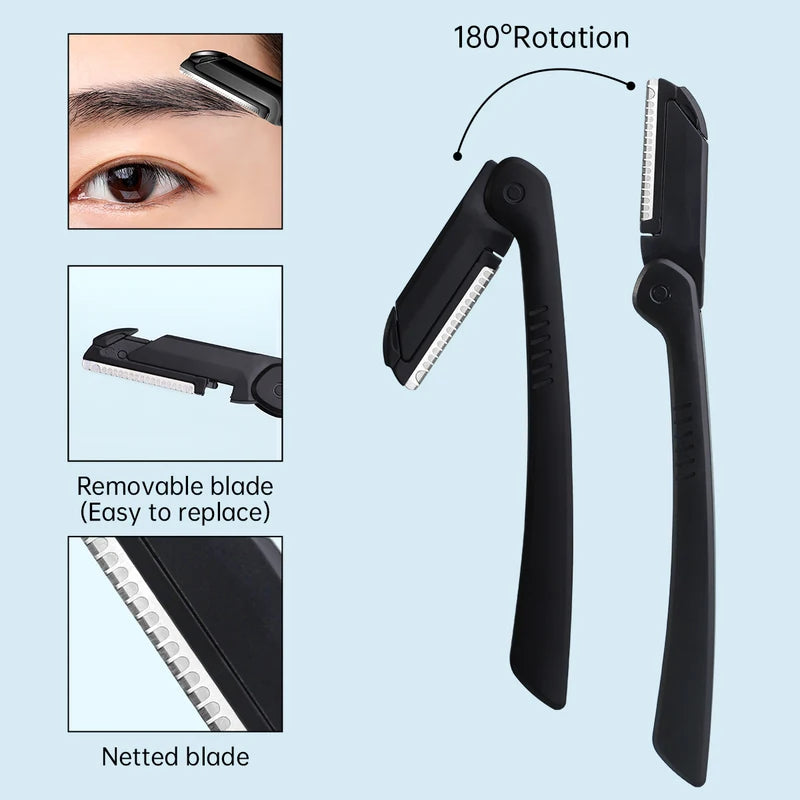 8-Pack Stainless Steel Eyebrow Trimming Tool Set for Men