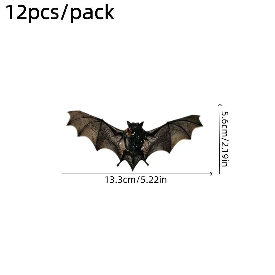 12pcs Halloween Bat Wall Stickers Waterproof PVC Decals for Home & Party Decor