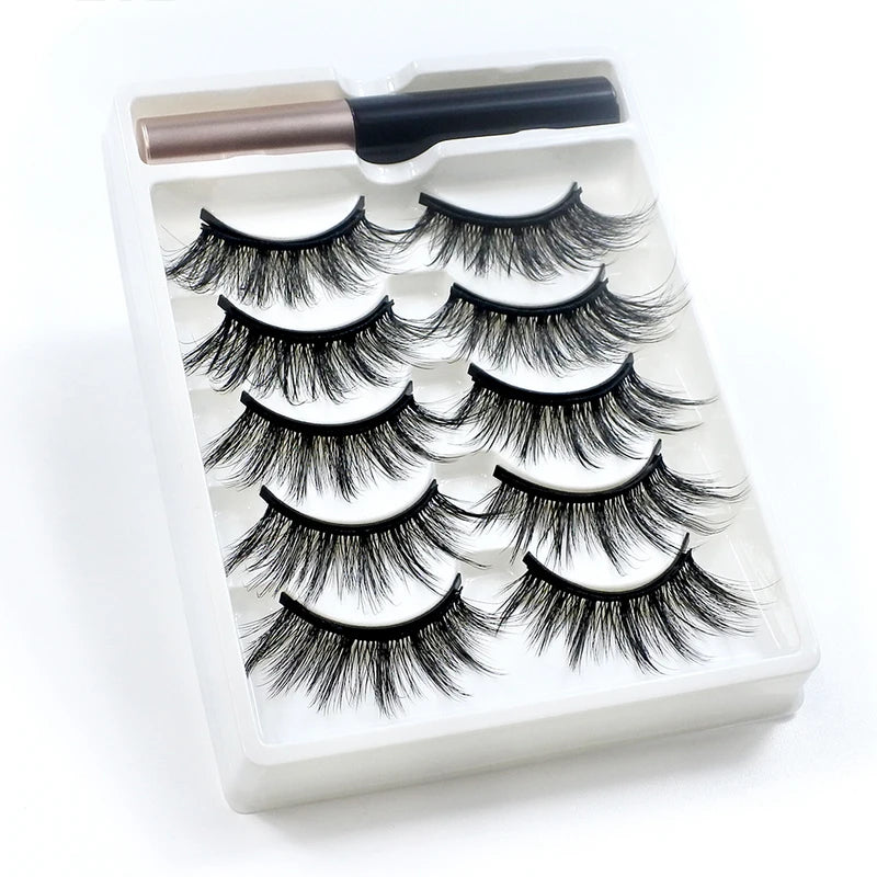 Magnetic Eyelashes with Eyeliner Kit - Reusable Natural Look, 5 Pairs