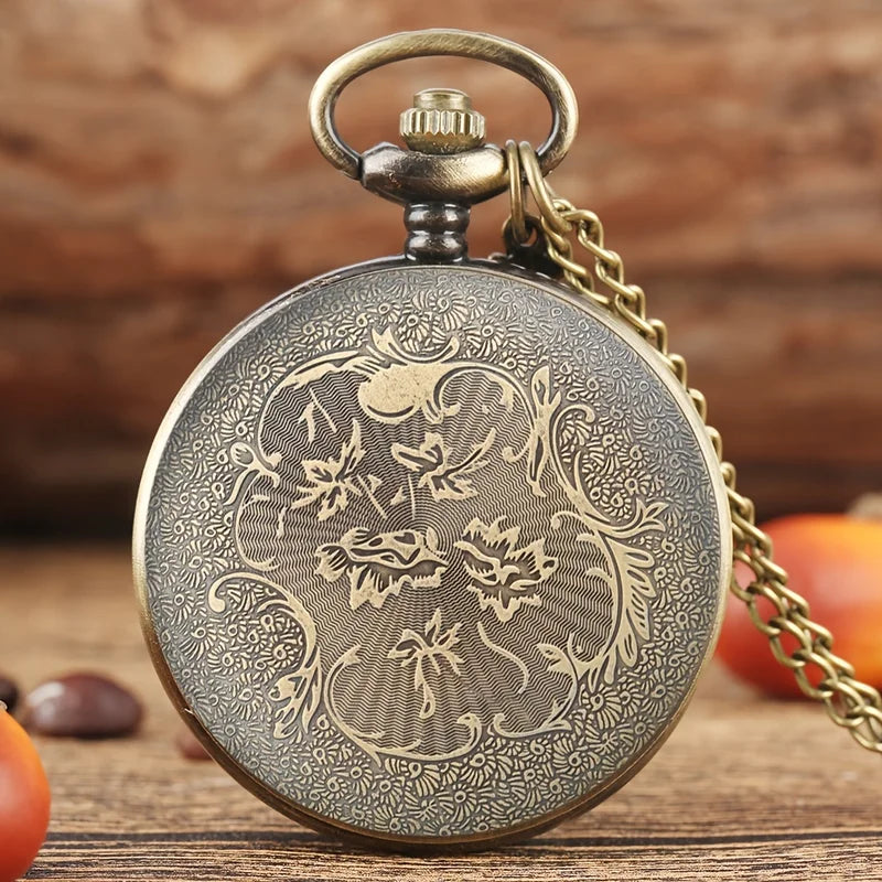 Vintage Bronze Butterfly Pocket Watch with Birdcage Pendant and Necklace Chain – Men Women Gift