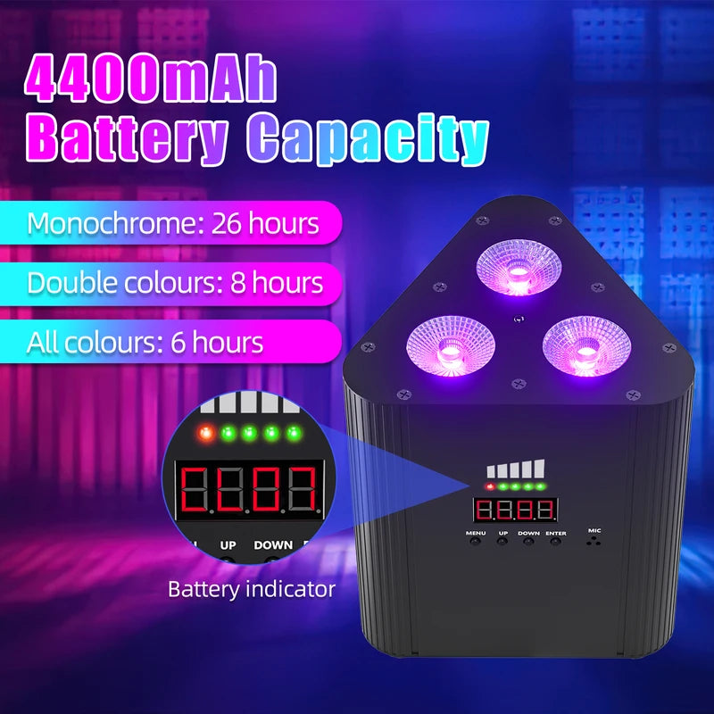 Wireless RGB Stage Par Light 12W LED Uplight for DJ Wedding Party