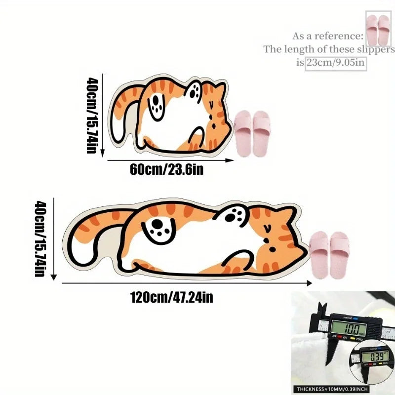 Cute Cat Home Decor Rug - Non-Slip Bedside Floor Mat for Bedrooms & Living Rooms