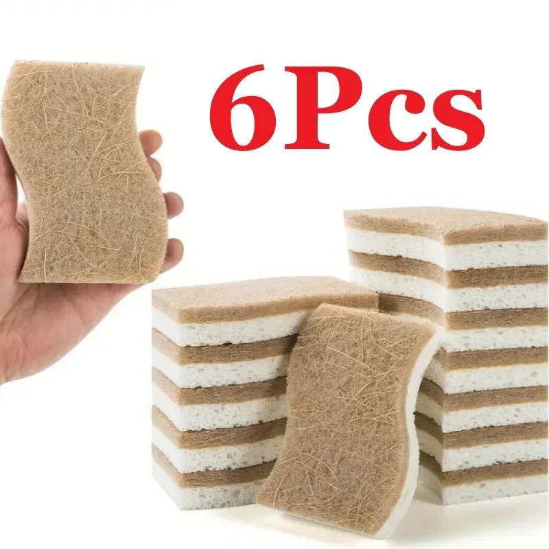 Natural Kitchen Sponge Pack - Cellulose and Coconut Scrubber for Dishes, 6 or 12 Pcs
