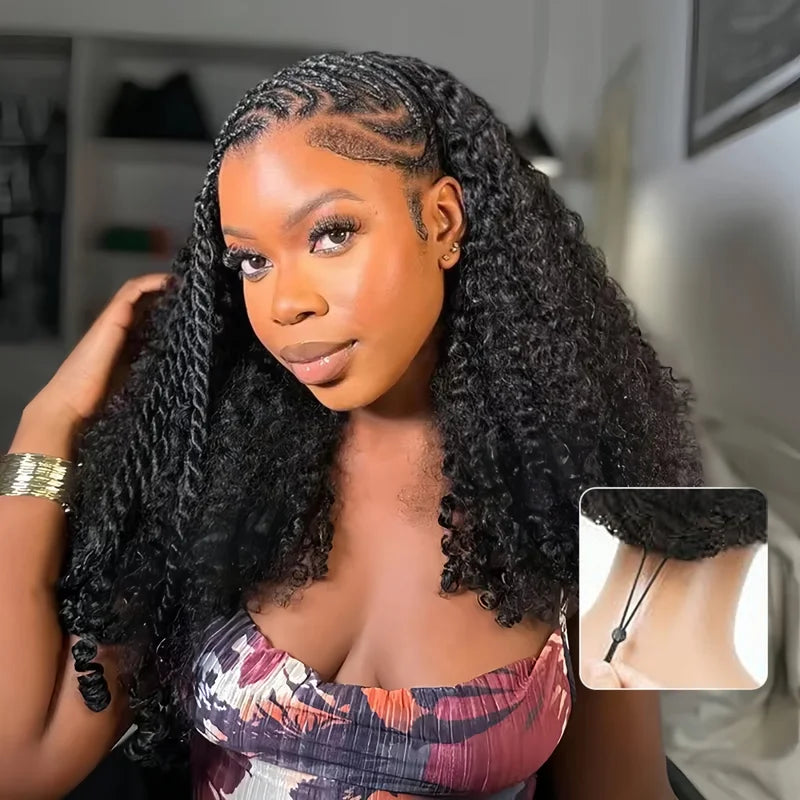Kinky Curly Human Hair Wig 250% Density Seamless Flip Over 3-in-1 Wear No Glue