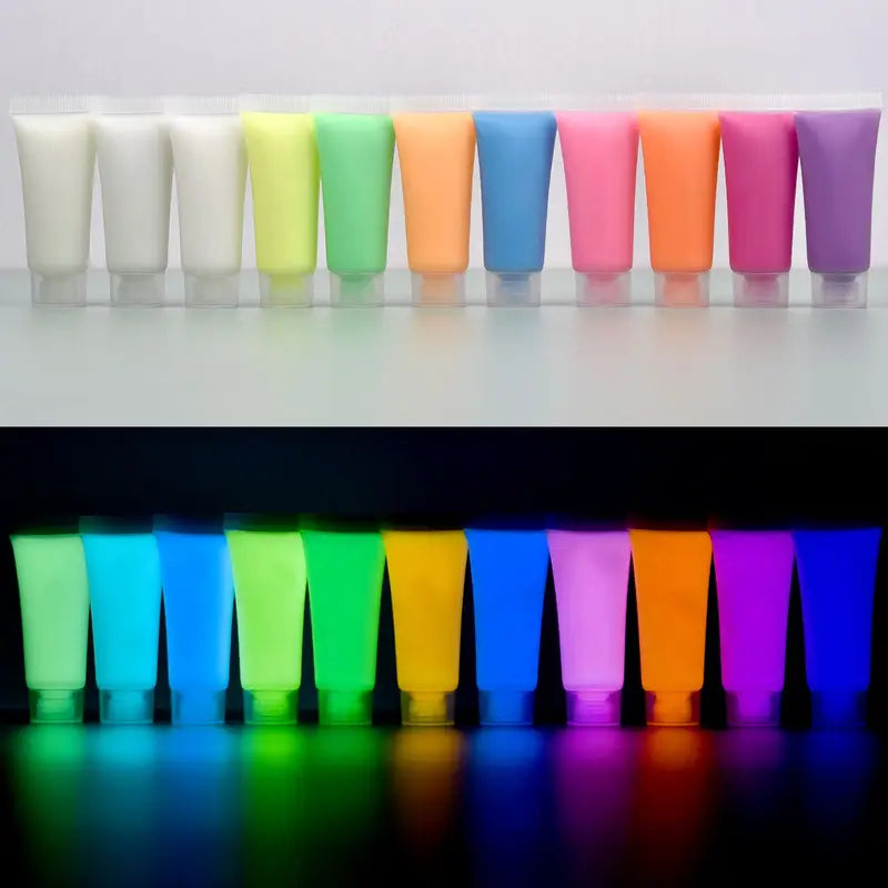 Glow In The Dark Acrylic Paint Set 15g Fluorescent Luminous Pigments for DIY Art and Decoration