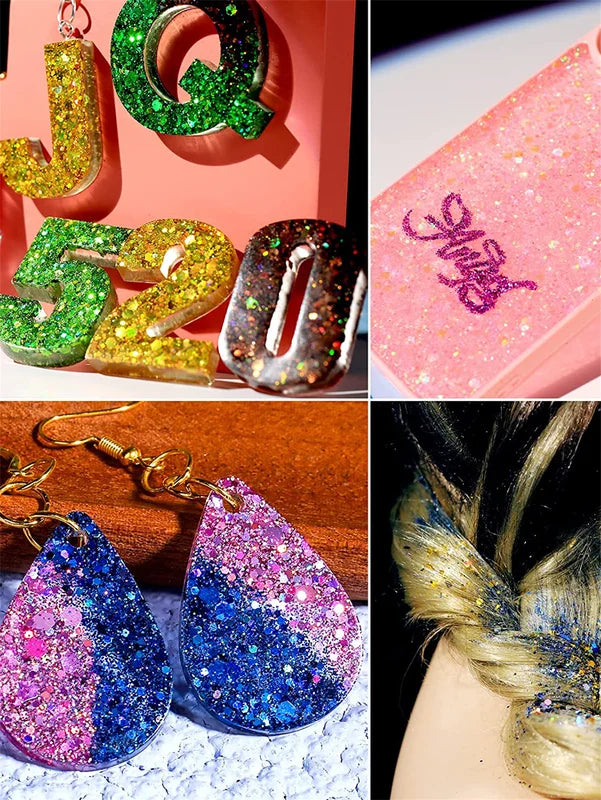 Chunky Holographic Glitter for Face Eyes Lips Nails Hair - Festival Cosmetic Sparkle Set