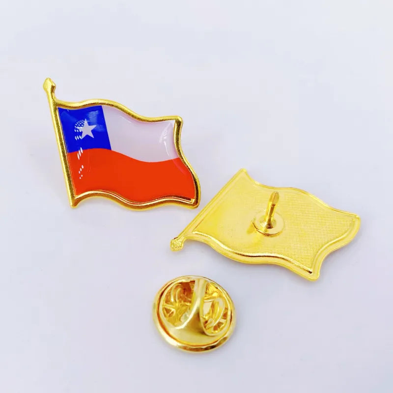Chile Flag Lapel Pins Bulk Pack - Emblem Badges for Jackets Hats Backpacks