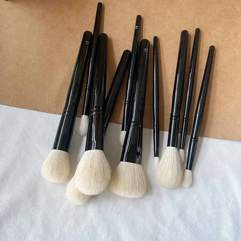 10-Piece Makeup Brush Set with Goat Hair for Face Eye Powder Blush Contour
