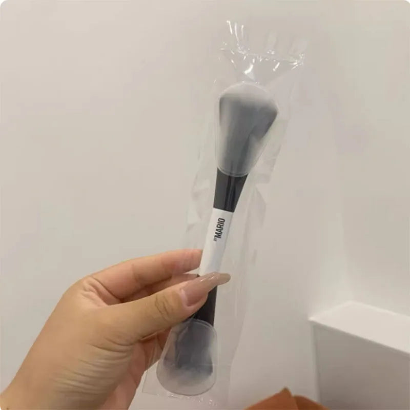 2-in-1 Highlight and Blush Makeup Brush - Soft Fiber Face Tool with Multiple Handle Colors