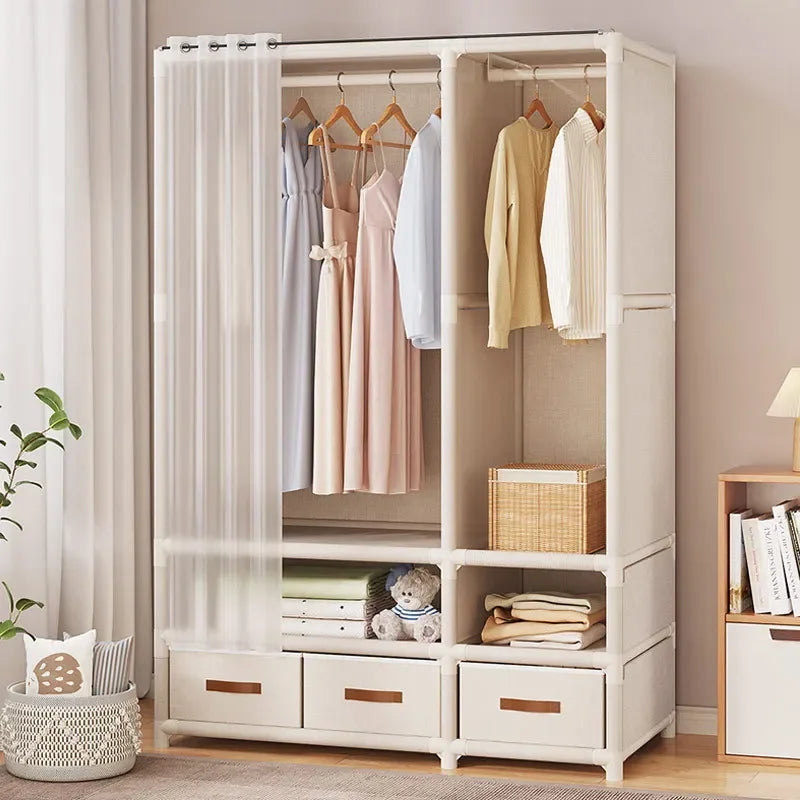 Large Capacity Collapsible Wardrobe Closet with Dust-Proof Storage Shelf