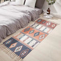 Boho Cotton Linen Rug 60x180cm with Tassels - Handwoven Floor Decor Carpet