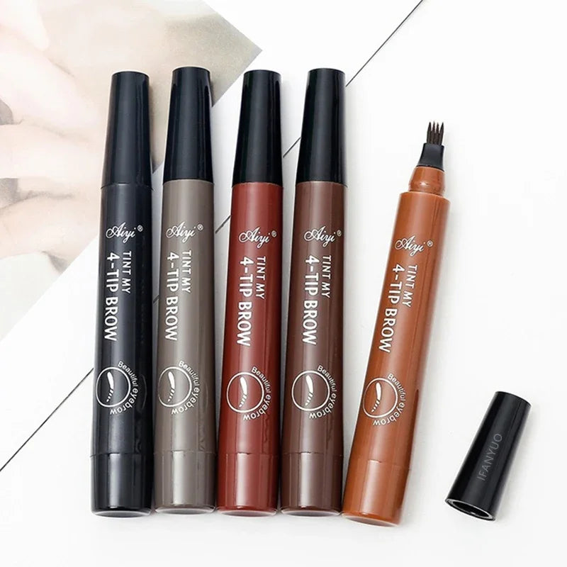 Waterproof 4-Point Eyebrow Pencil Set - Long Lasting Microblading Style Makeup
