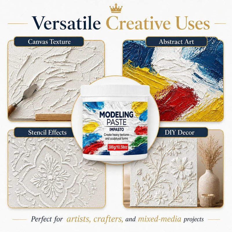 Acrylic Modeling Paste 300g with Piping Bags for 3D Art & Canvas Painting