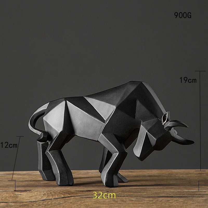 Abstract Bull Sculpture Geometric Ox Home Decor Office Wall Art Animal Ornament