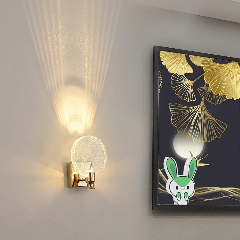 Crystal Wall Lamp LED Modern Lighting Fixture with Glass and Gold Finish
