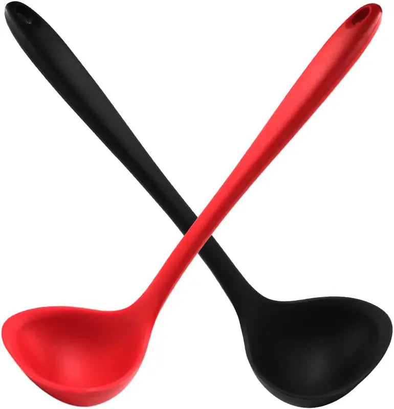 Large Silicone Soup Ladle with Long Handle Nonstick Heat Resistant Kitchen Utensil