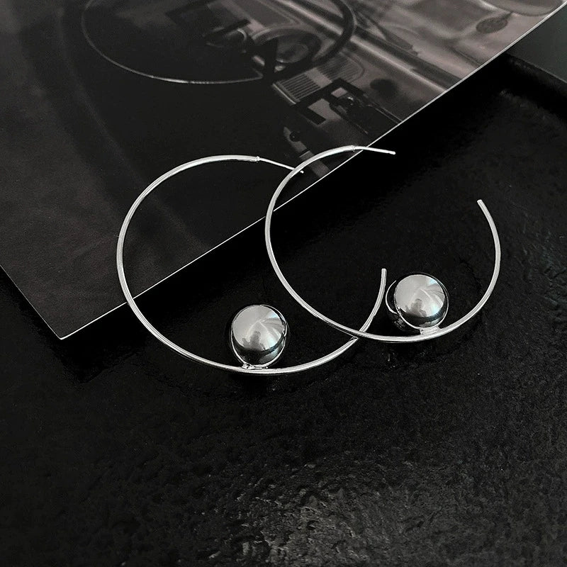 Round Drop Earrings for Women Large Circle Hoop Jewelry Gold Tone Gift