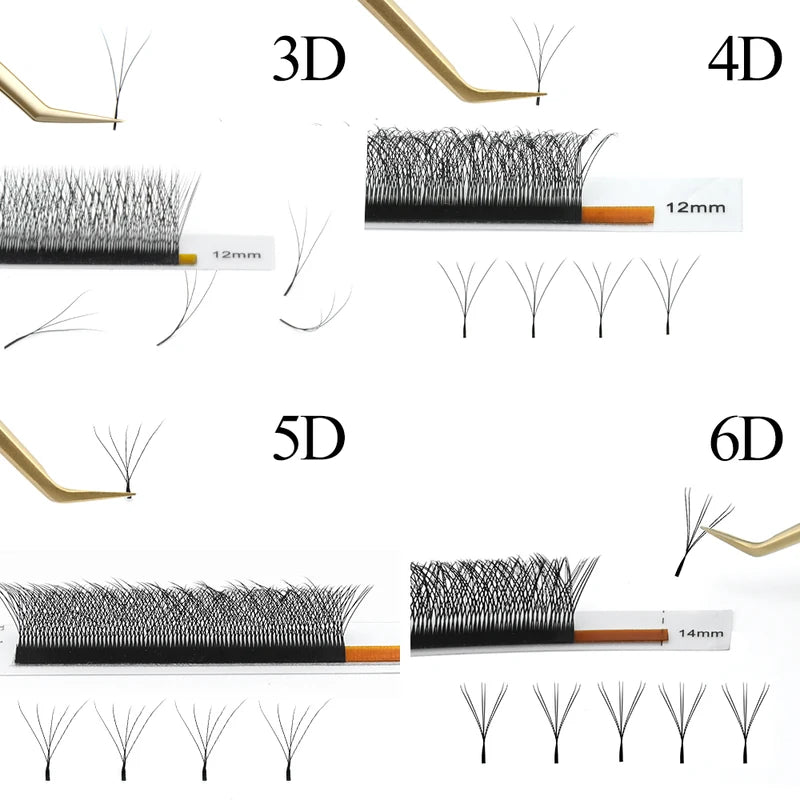 Eyelash Extensions 3D 4D 5D W Shape Set - Multiple Lengths & Colors