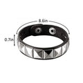 Men's Punk Leather Cuff Bracelet with Metal Rivets and Charms - Gothic Wristband