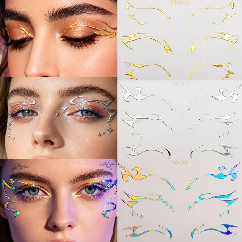 Holographic Eye & Face Sticker Set for Makeup & Party Looks - Waterproof, Easy Removal