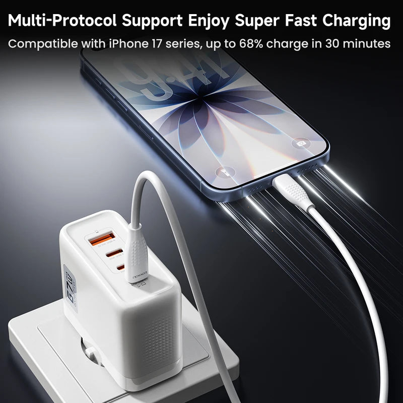 GaN USB C Fast Charger Adapter 67W PPS PD SFC3.0 for Phone Laptop Samsung iPhone