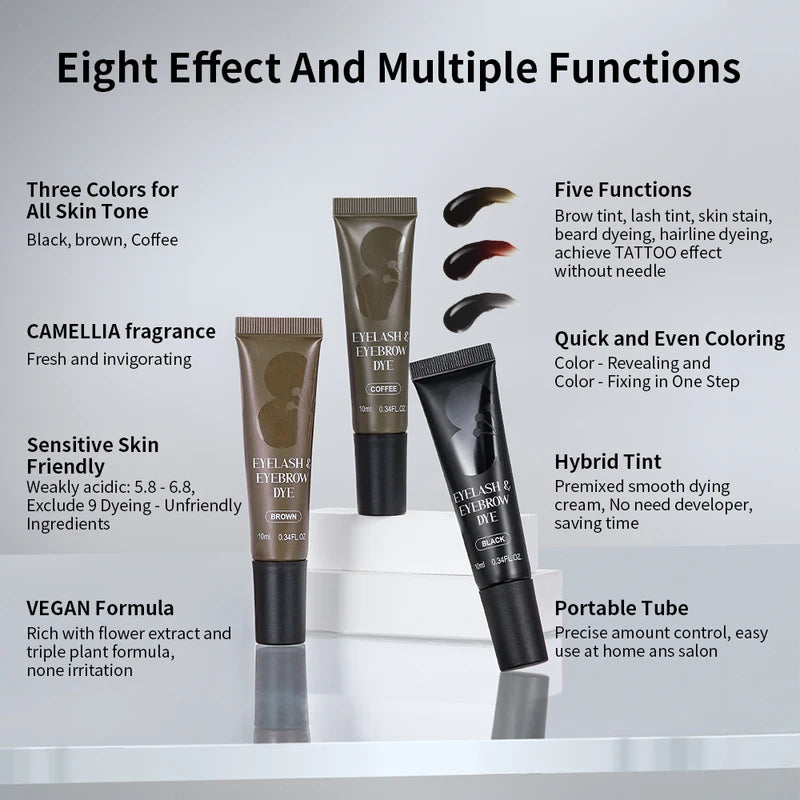 Eyebrow Dye Kit - Vegan, Fast Stain, Sensitive Skin Safe, Eco Gift Box