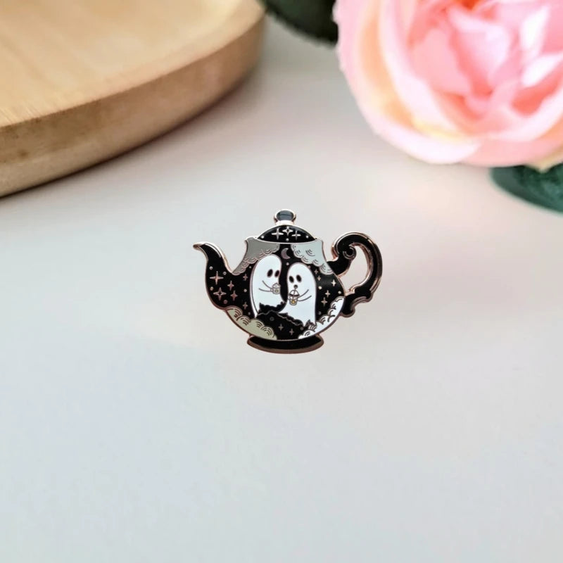 Haunted Teapot Enamel Pin - Enchanted Halloween Teatime Collection Gift