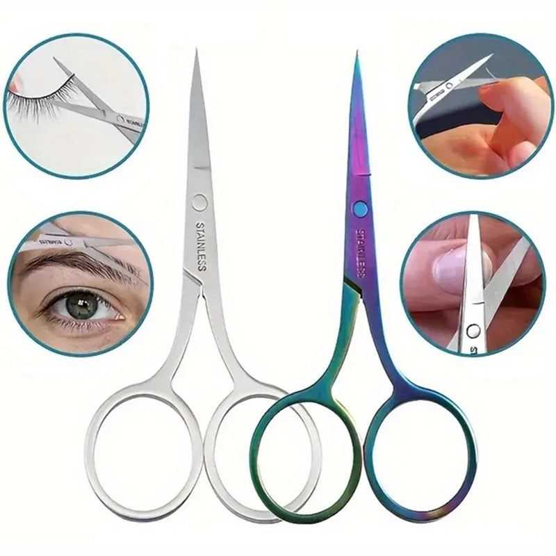 Multi-Function Nail Art & Facial Hair Scissor Set - Manicure, Eyebrow & Eyelash Trimmer
