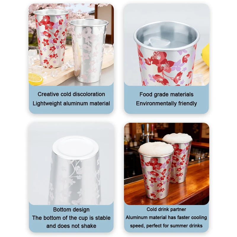 Color Changing Aluminum Beer Cup - Cold Drink & Juice Tumbler for Outdoor & Home Use