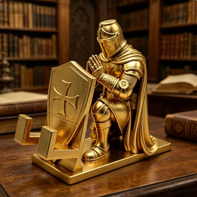 Medieval Knight Cell Phone Holder - Desktop Warrior Armor Stand for Gaming & Decor