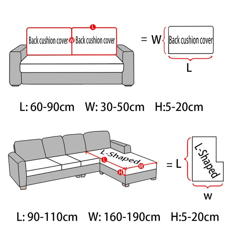 Velvet Corner Sofa Cushion Cover Elastic Thick L-Shape Armchair Slipcover