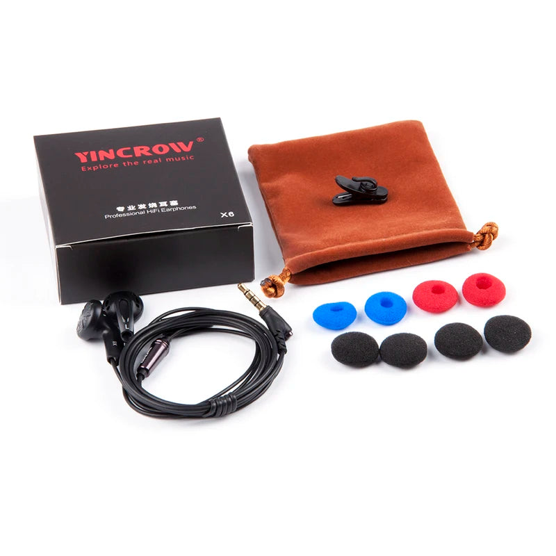 YINCROW X6 3.5mm In-Ear Earphones with Flat Head for HiFi Audio - Multiple Colors
