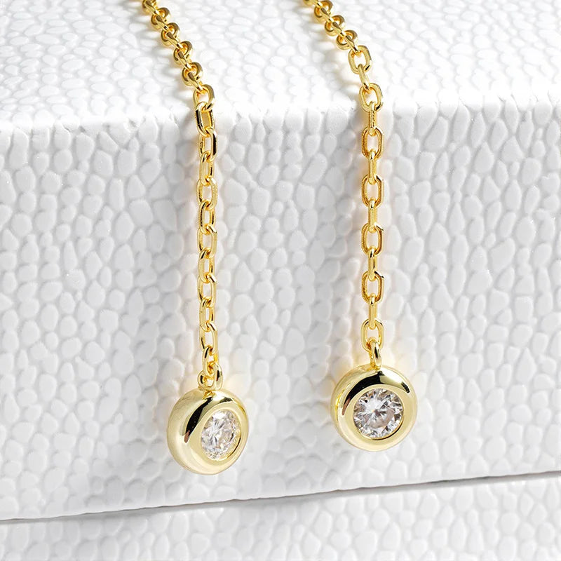 Sterling Silver Moissanite Flower Necklace with Long Chain Wedding Jewelry