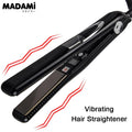 Vibrating Titanium Hair Straightener and Curling Iron - Keratin Plate, Fast Heat Up