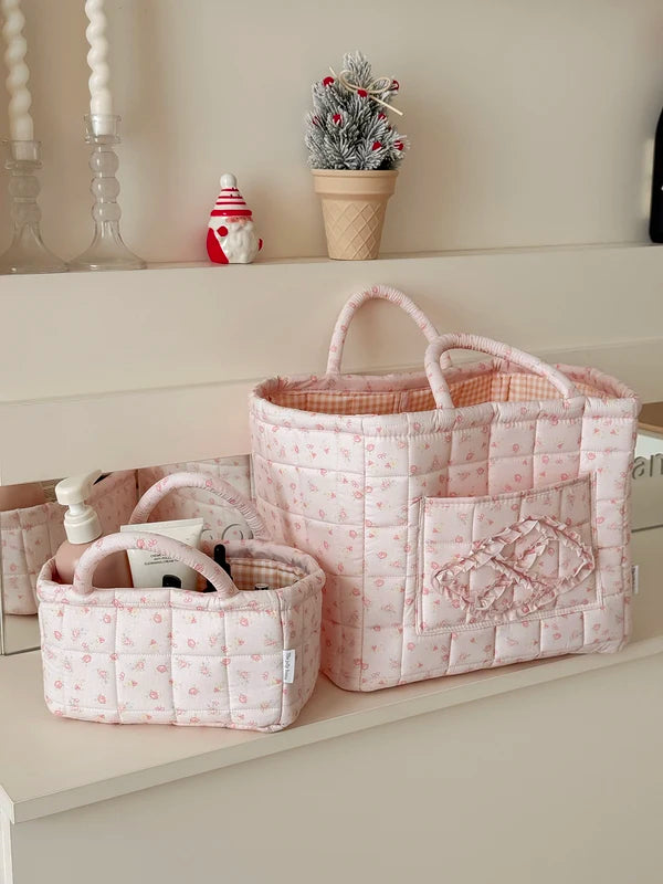 Large Capacity Flower Organizer Basket with Handle - Home Storage Bin