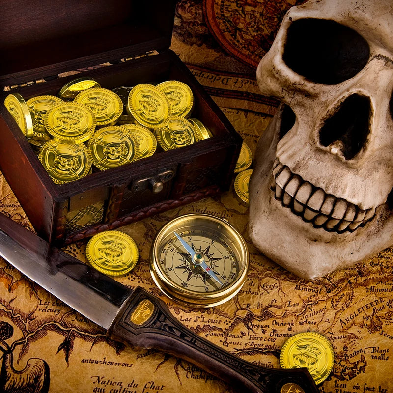 Pirate Coins Set for Kids Halloween Party Favors - Plastic Game Coins, 20-60 Pieces