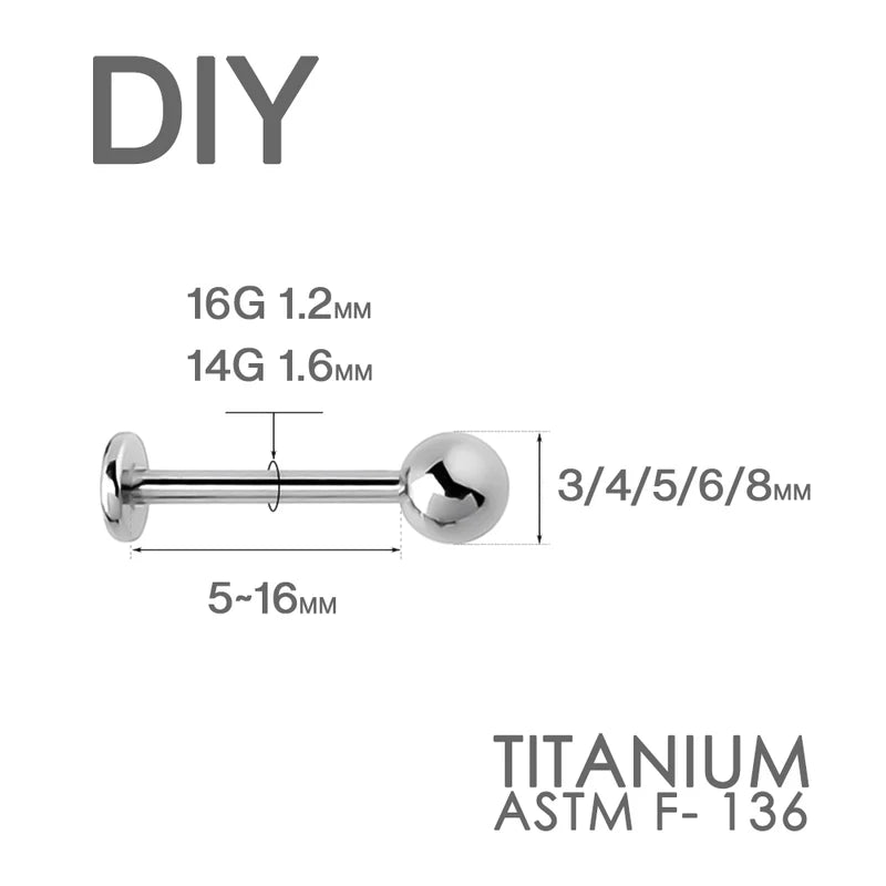 Hypoallergenic Titanium Labret Studs & Lip Rings with Secure Screw-In Design