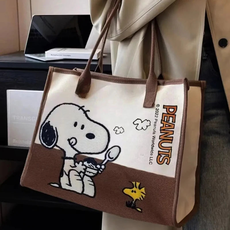 Large Capacity Cartoon Snoopy Woodstock Tote Bag for Students and Commuters