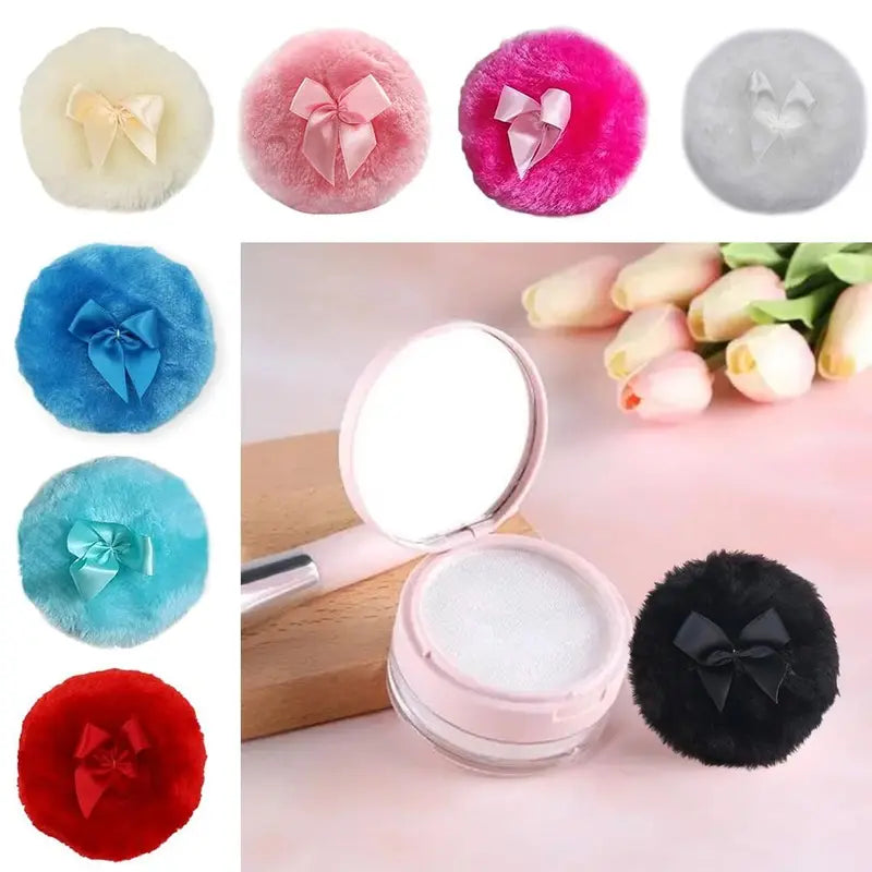 Large Fluffy Reusable Powder Puff Makeup Tool for Face & Body - Velour & Sponge