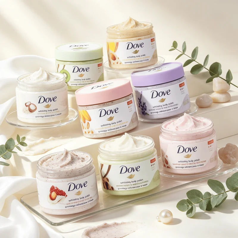 Dove Skin Care Set - Exfoliating Body Scrubs with Moisturizing & Fragrance