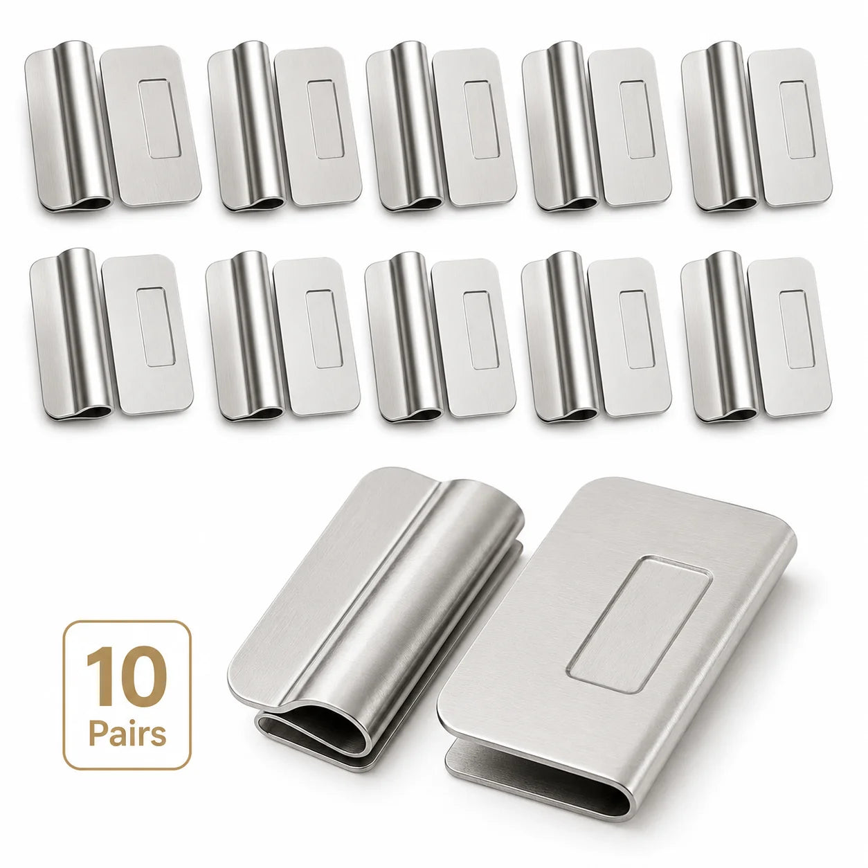 Magnetic Stainless Steel Curtain Clip Set - No Drill Light Blocking Closure Clips