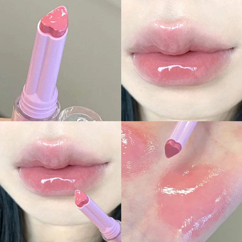 Moisturizing Lip Gloss Set - Long-lasting Colored Lip Balm with Cute Pink Rabbit Design