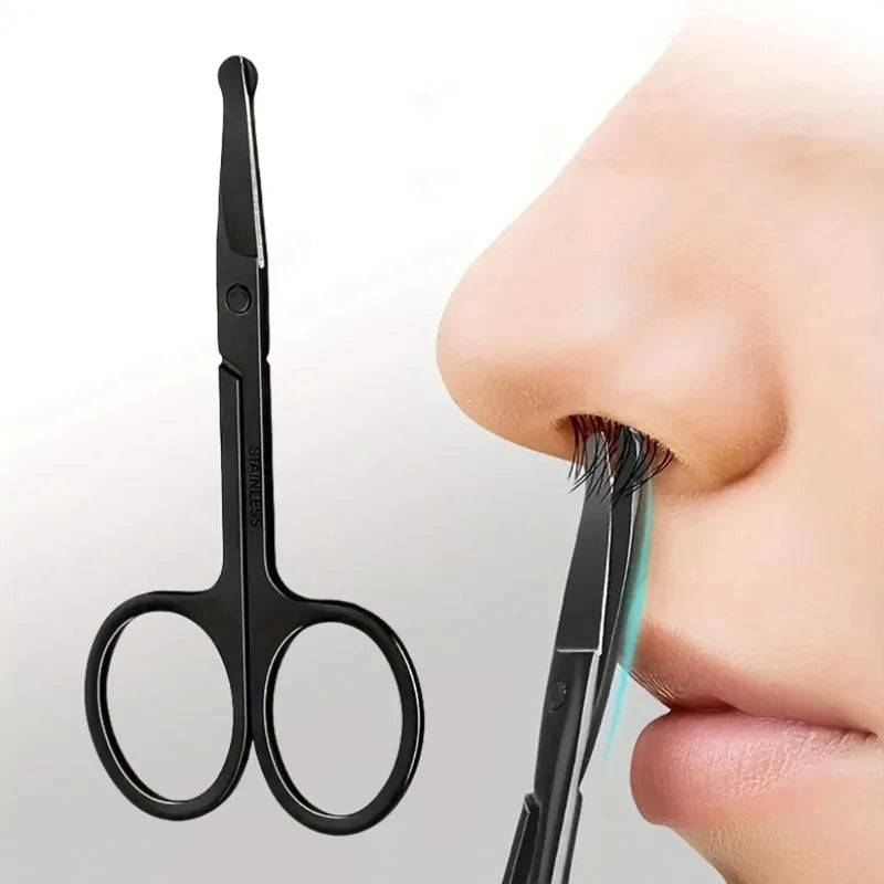 Precision Round Head Trimming Scissors for Nose Hair Grooming - Personal Care Tools